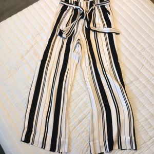 Black and white striped pants